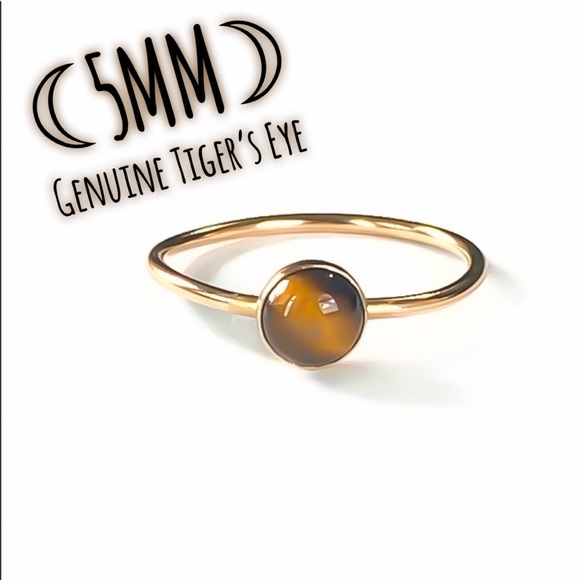 14KYGF Tigers Eye Skinny Stacking Protection Ring - Picture 1 of 9